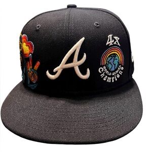 New Era Atlanta Braves Groovy 59FIFTY Fitted Blue Undervisor 4x Champs 7 3/8
